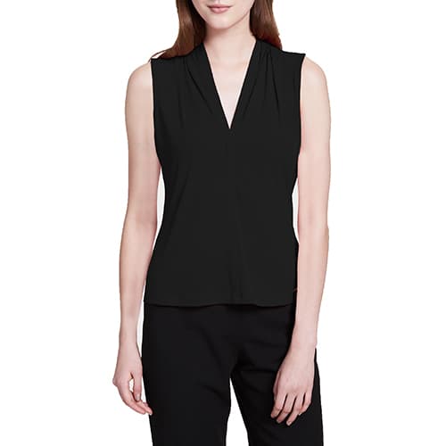 Womens Calvin Klein Sleeveless Shirred V-Neck Blouse