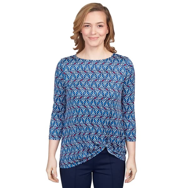 Petite Ruby Rd. Must Haves II Geometric Twisted Front Blouse