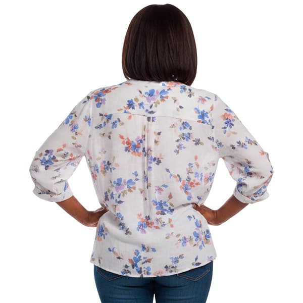 Plus Size Zac & Rachel 3/4 Roll Tab Sleeve Floral Blouse