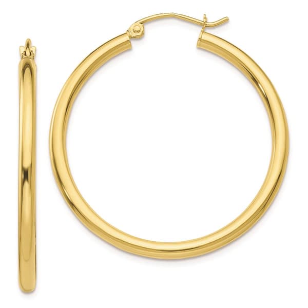 Gold Classics(tm) 10kt. Polished 25mm Tube Hoop Earrings - image 
