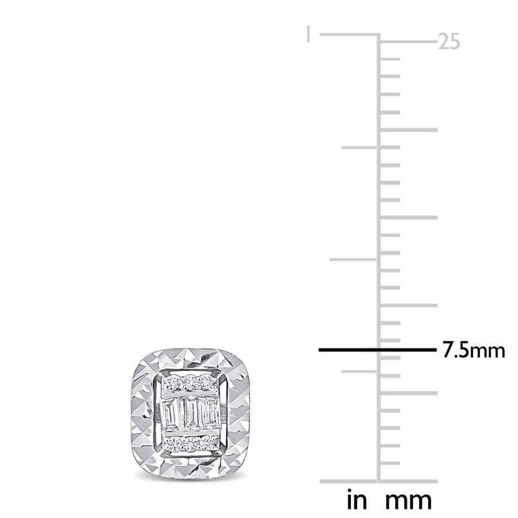 Sophia B 1/10ctw. Baguette Diamond Rectangle Post Earrings