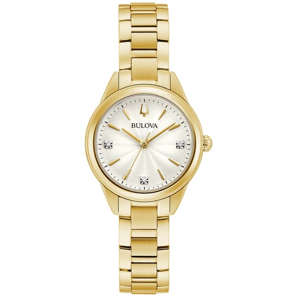 Womens Bulova Goldtone Diamond Accent Bracelet Watch - 97P150 - image 