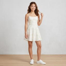 Juniors Emerald Sundae Embroidered Lace Up Back Skater Dress