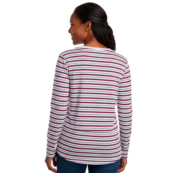 Petite Hasting & Smith Long Sleeve Stripe Henley Tee