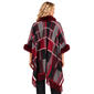 Plus Size Ali Miles Faux Fur Trim Plaid Open Front Cape - image 2