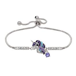 Crystal Critter Purple Unicorn w/ Crystal Charm Bolo Bracelet