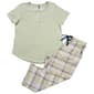 Womens IZOD Short Sleeve Henley Tee & Plaid Capri Pajama Set - image 2