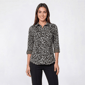Womens Emily Daniels 3/4 Roll Sleeve Leopard Button Down - image 1
