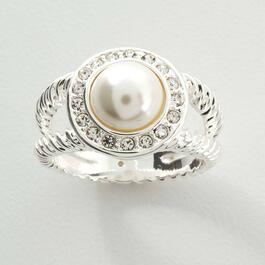 Ashley Cooper&#40;tm&#41; Silver Rope Band Pearl Pave Ring