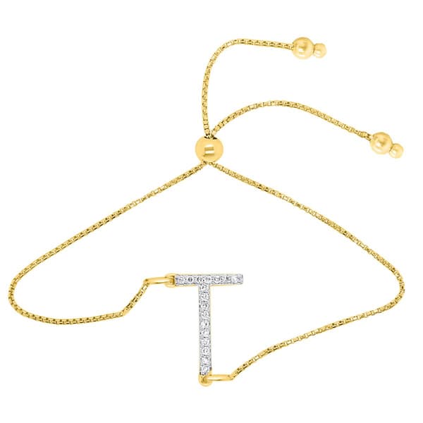 Nova Star(R) Gold Plated 1/10ctw. Lab Grown Diamond T Bolo Bracelet - image 