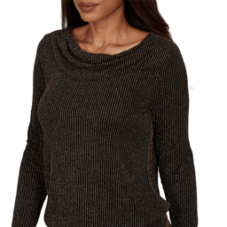 Womens Emaline Soiree Long Sleeve Drape Neck Stripe Blouse