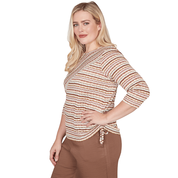 Petite Alfred Dunner Spice Market Splice Stripe Ruched Blouse