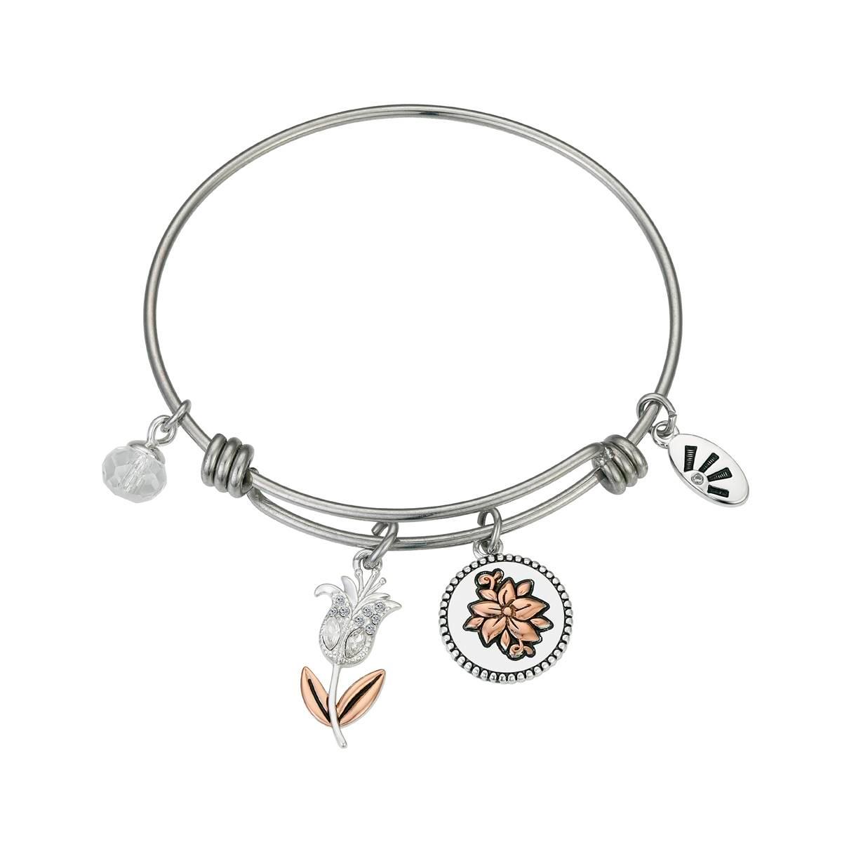 Shine If Daughters Were Flowers Crystal Bangle Bracelet