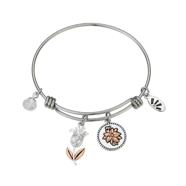 Shine If Daughters Were Flowers Crystal Bangle Bracelet - image 