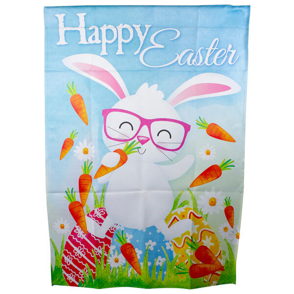 Northlight Seasonal Happy Easter Bunny with Carrots House Flag
