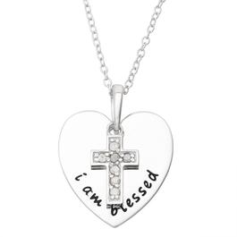 Forever New Sterling Silver I Am Blessed Heart Pendant