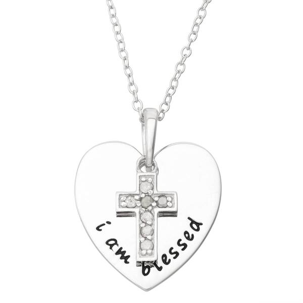 Forever New Sterling Silver I Am Blessed Heart Pendant - image 