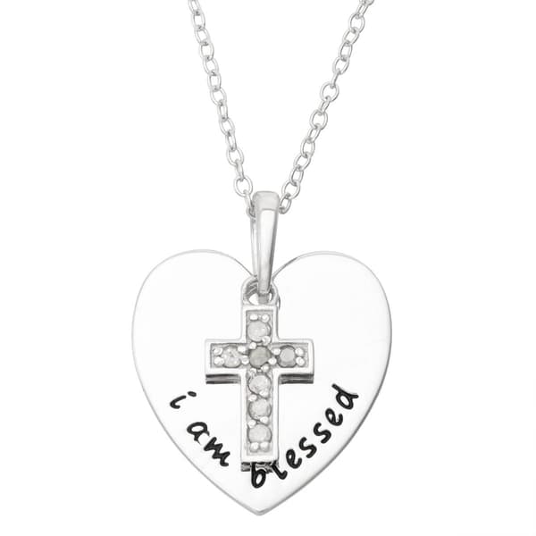 Forever New Sterling Silver I Am Blessed Heart Pendant - image 