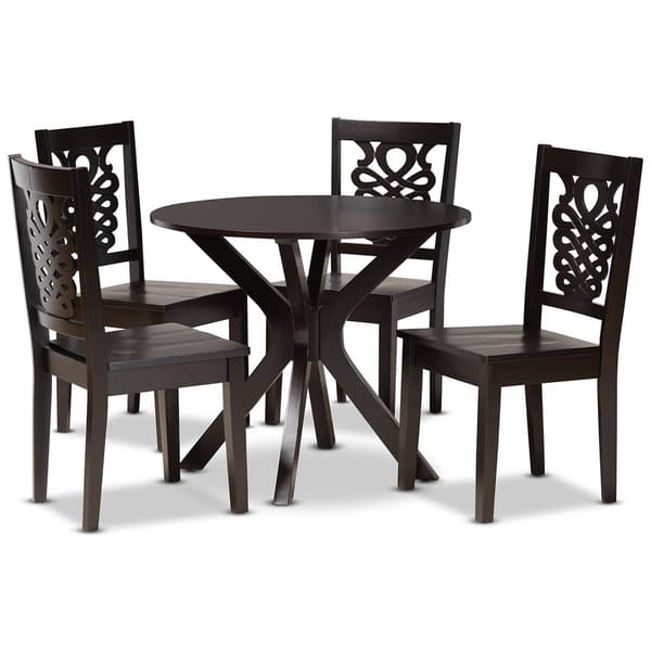 Baxton Studio Liese Dark Brown Finished Wood 5pc. Dining Set - image 
