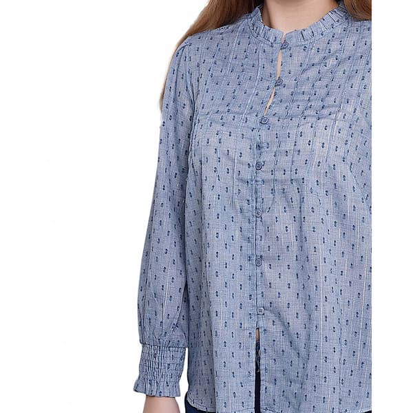 Womens NY Collection Smock Sleeve Casual Button Down