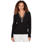 Womens Emaline Dusted Petals Long Sleeve Notch Neck Collar Sweat - image 1