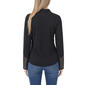 Womens NY Collection Long Sleeve Rhinestone Mesh Blouse - image 2