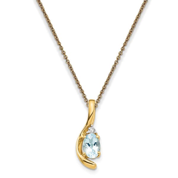 14kt. Yellow Gold Blue Aquamarine Necklace - image 