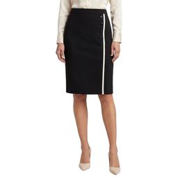 Womens Kasper Solid Faux Wrap Button Zip Pencil Skirt