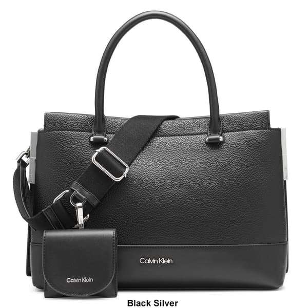 Calvin Klein Bianca Solid Satchel w/ Snap Closure