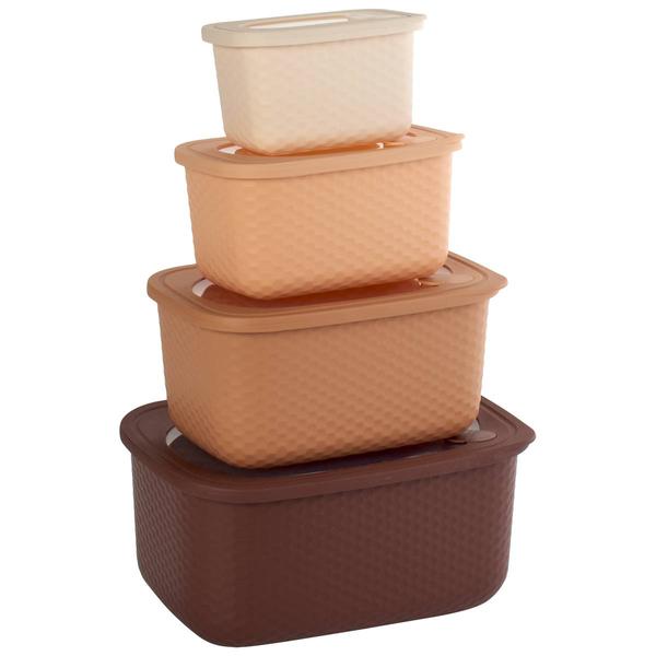 Gourmet Kitchen 4pc. Rectangular Honeycomb Bowl Set with Lids - image 