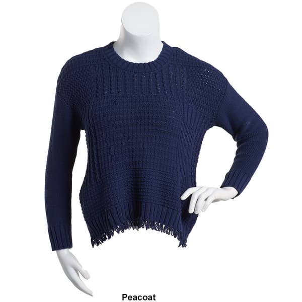 Womens Architect&#174; Long Sleeve Fringe Trim Pullover Sweater