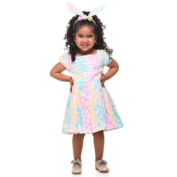 Toddler Girl Little Lass&#174; Floral Clip Dot Dress with Headband