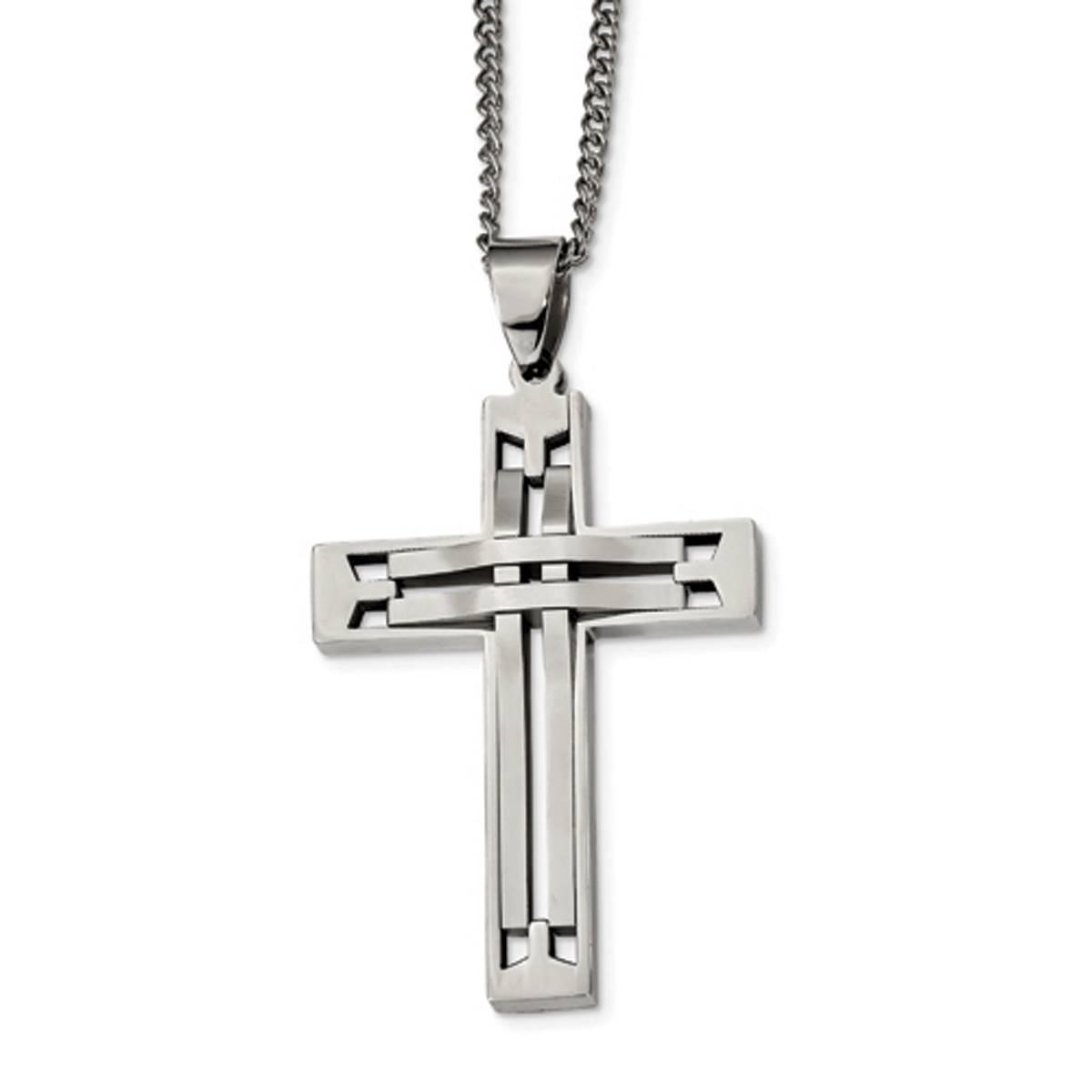 Mens Gentlemens Classics™ Stainless Steel Cross Pendant...