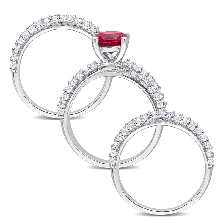 Gemstone Classics™ Lab Created Ruby & White Sapphire Bridal Set