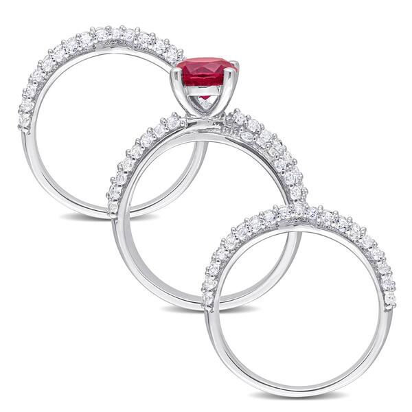 Gemstone Classics&#8482; Lab Created Ruby & White Sapphire Bridal Set