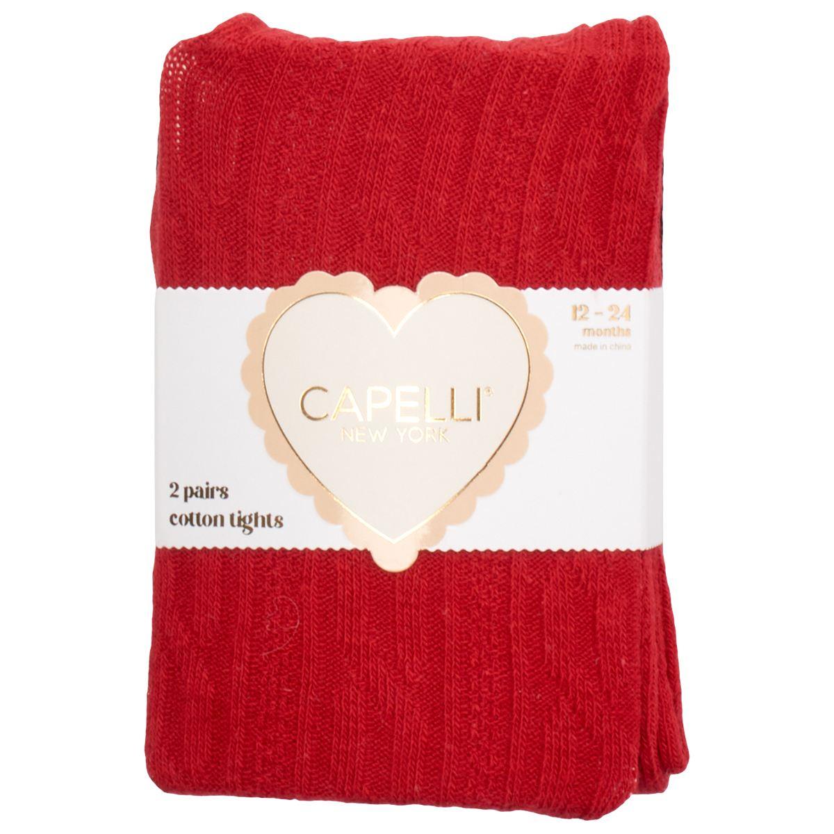 Baby Girl (12-24M) Capelli(R) New York 2pk. Solid/Cable Knit Tights