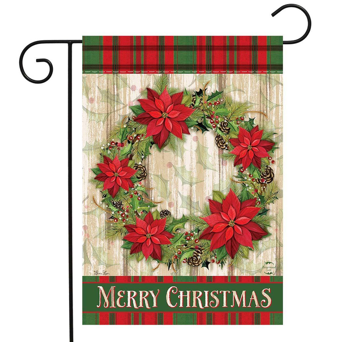 Briarwood Lane Poinsettia Wreath Garden Flag