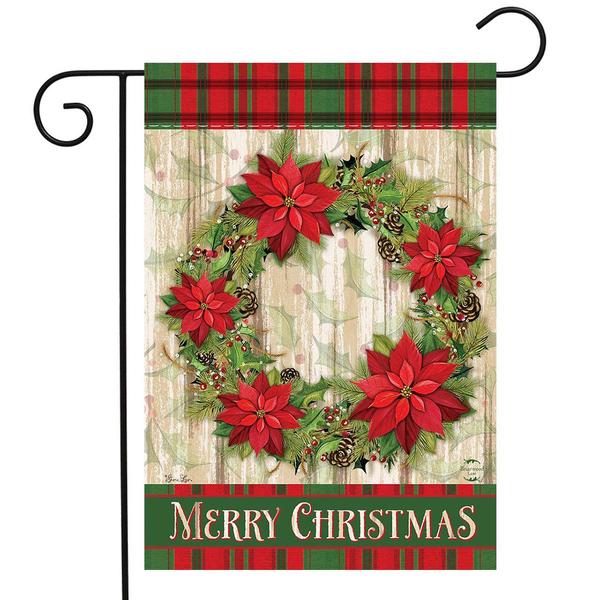 Briarwood Lane Poinsettia Wreath Garden Flag - image 