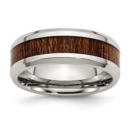 Mens Gentlemen's Classics(tm) Brown Wood Enamel Inlay Wedding Band