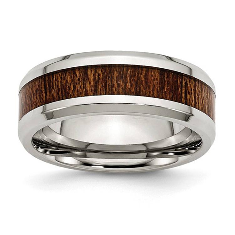 Mens Gentlemen's Classics(tm) Brown Wood Enamel Inlay Wedding Band
