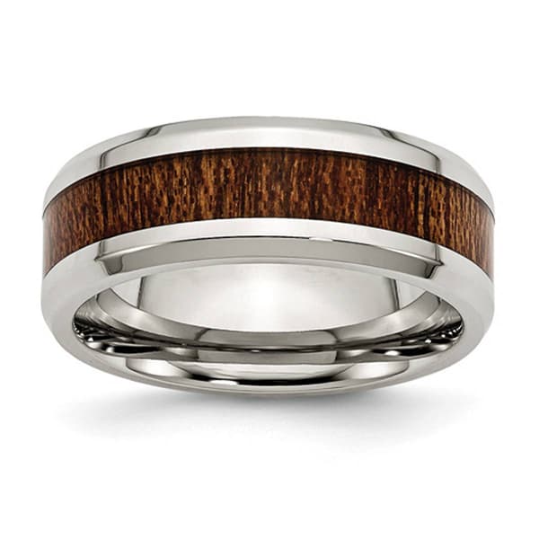 Mens Gentlemen's Classics&#40;tm&#41; Brown Wood Enamel Inlay Wedding Band - image 
