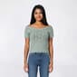 Juniors Pink Rose Short Sleeve Pointelle Knit Top - image 1
