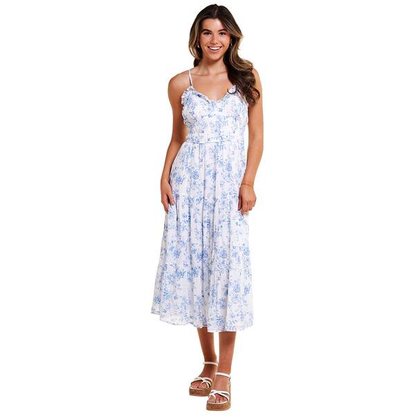 Juniors Trixxi Floral Smocked Waist Tier Midi Dress - image 