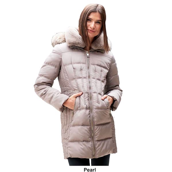 Womens Michael Kors Heavyweight Faux Fur Collar Puffer Coat