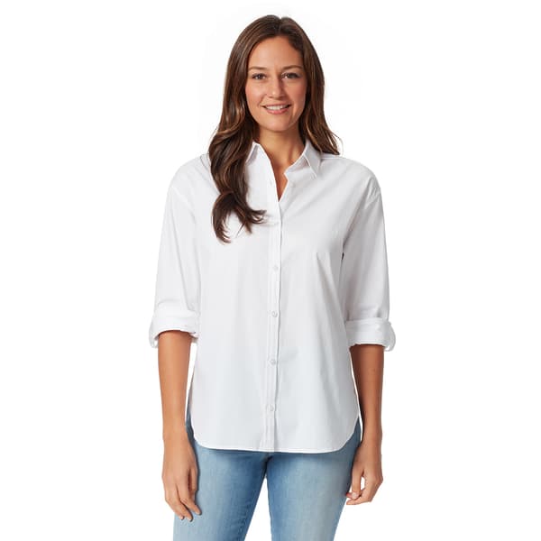 Womens Gloria Vanderbilt Amanda Long Roll Sleeve Button Front Top - image 