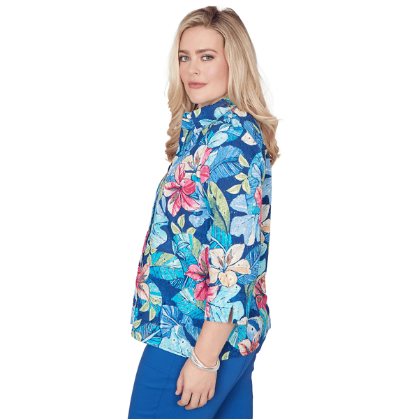 Womens Alfred Dunner The Royal Treatment Tropical Button Down