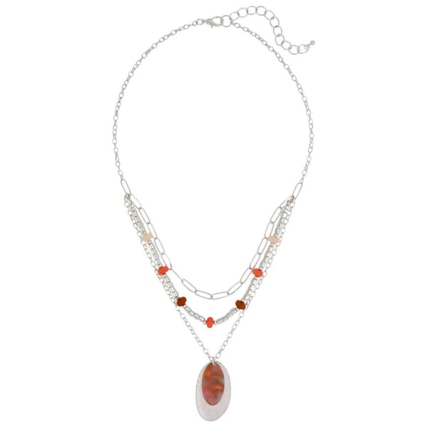 Ashley  Cooper(tm) 3 Row Pink Beaded Necklace w/ Pendant - image 