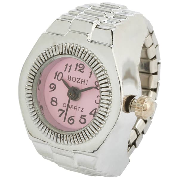 Womens Silver-Tone Pink Dial Quartz Ring Watch - RWRBV-03 - image 