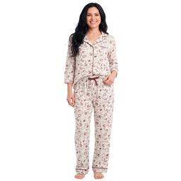 Womens Poppy & Clay Long Sleeve Coffee Organic Pajama Set