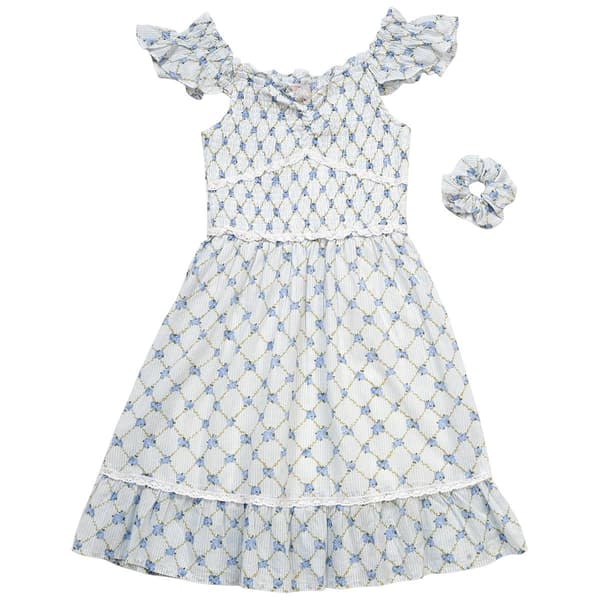 Girls (7-14) Japna Girls Floral Lattice Ruffle Sleeveless Dress - image 